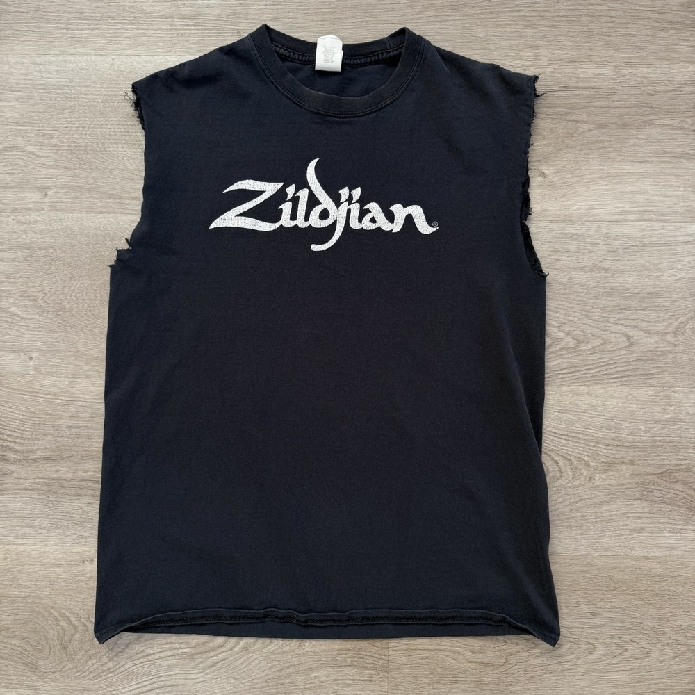 Vintage Y2K Zildjian Cymbals Tank Top Mens Medium Cut Off USA Made Drummer Shirt